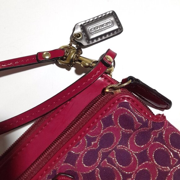 Coach Wristlet Purse Pink/Purple Gold Card Coin Paper Money Slots Minimalist - Picture 1 of 8